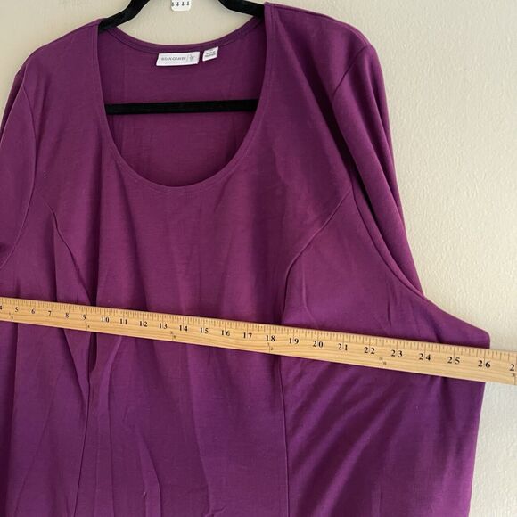 Susan Graver Purple Midi Dress Plus Size 3X A Line soft Knit Ruched Sleeve - Picture 8 of 11